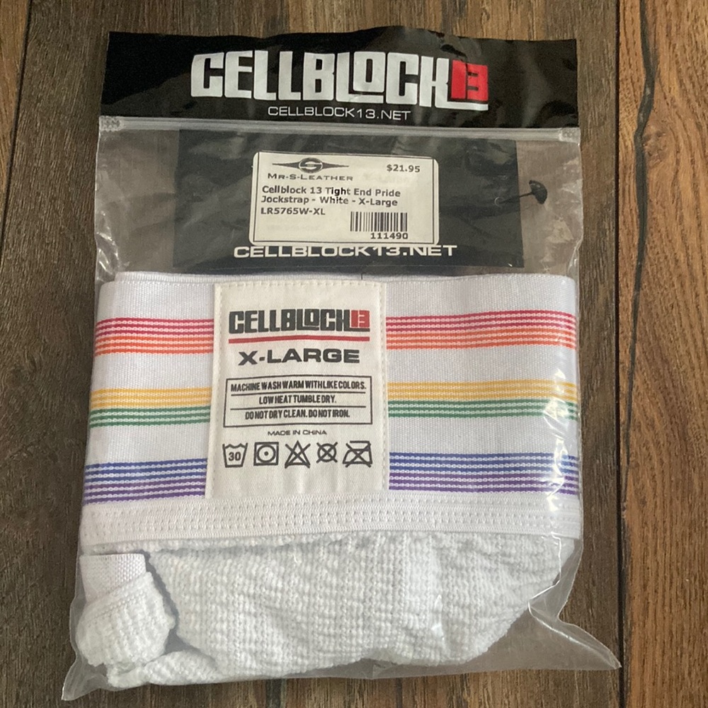 New in bag! Cell Block 13 tight end Pride jockstrap, size XL